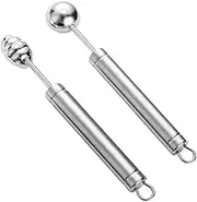Zerodeko 2pcs Melon Baller Set Fruit Scooper Tools Stainless Steel Melon Baller Fruit Vegetable Ball Spoons