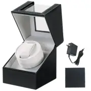 Automatic Single Watch Winder in Black Leather with Quiet Motor Watch Display...