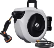 Retractable Garden Hose Reel 1/2 Inch X 33Ft - Wall Mounted Hose Reel with 3/4 I
