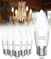 BrightArk E27 Screw Bulb 60W Large Screw 7W Energy Saving LED Candle Light Bulb, Screw in Light Bulb 600LM E27 Led Bulb Warm White 3000K, C37 ES LED Light Bulb Screw Chandelier Lightbulbs, 6 PCS