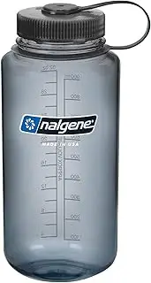 Nalgene 341833 Tritan Wide Mouth BPA-Free Water Bottle, Grey w/Black Cap, 32 oz