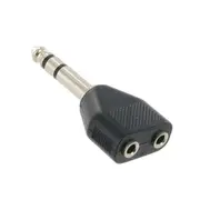 6.35mm 1/4-Inch Stereo Male Plug to 2x 3.5mm Stereo Female Sockets Audio Adaptor