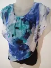 Apt 9 Women's Petite XS Blue Floral Chiffon Overlay Top Sleeveless Tank Blouse