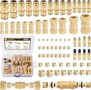 CheeMuii 74 PCS Brass DOT Air Line Fittings Kit DOT Push Lock and Compression Air Fittings DOT Quick Connect Straight Union 1/8" 5/32" 1/4" 3/8" 1/2" 5/8" 3/4" Air Hose Fittings Assortment