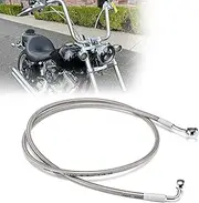 52.8" Total Length Dyna Softail Front Brake Line Extended Hydraulic Hose Steel Braided for 2007-2019 Some Dyna, 2000-2015 Some Softail with a 16" Ape Handlebar