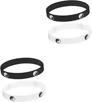 4 Pcs Tai Chi Image Bracelet Sport Wristbands Silicone Wristbands Couples Bracelets Matching Couple Bracelets Couples Silicone Wristband Wrist Band Men's Fashion Bracelet