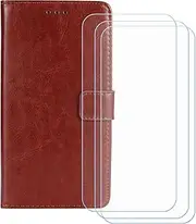 LCEHTOGYE Cover for Lebest L20 2109 + 3 Slice HD Tempered Glass,Shell BracketBumper Protective Back Case - Anti-Scratch Screen Protector for Lebest L20 2109 - HZFM -Brown