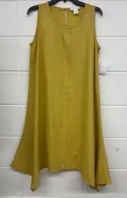 Cynthia Rowley Linen Blend Mustard Women's Asymmetrical Dress Size M
