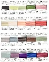 Hobbyworker The 100% Silk Bead Cord,0.6mm 20pcs Multicolor,Needle End Silk Cord for Pearl Beads Jewelry Beading