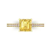 2.7Ct Cushion Cut Yellow Gemstone Solid Gold Engagement Promise Statement Ring