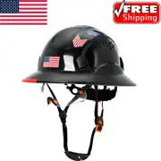 Full Brim Hard Hat Vented One Size, Black Hardhat With Built-In Visor .