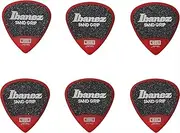 IBANEZ Grip Wizard Series Sand Grip Flat Pick - Red Pack of 6 (PPA16MSG-RD)