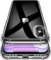 Garegce Case for iPhone Xs, Case for iPhone X, 2 packs Glass Screen Protectors, Clear Silicone Shockproof Bumper Case, Soft TPU Protective Case Phone Cover for iPhone Xs, iPhone X - 5.8 inch - Black