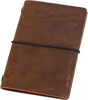 Pocket Travelers Notebook, Refillable Leather Travel Journal for Men & Women, Notebook Cover for Field Notes, Moleskine Small 3.5 x 5.5 Inches, Brown