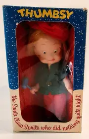 Vtg 60's THUMBSY The Santa Claus Sprite Doll Fuller Brush with Original Booklet