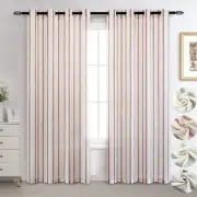 Farmhouse Vertical Striped Linen Blend Curtains Grommet Windows Drape 2 Panels