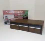 VINTAGE 30 WOODEN FAUX 3 DRAWER WOODEN CASSETTE TAPE STORAGE CASE CABINET