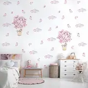 QUCHENG Pink Wall Decal Stickers Girls Toddler Bedroom Removable Stickers Decor Nursery Playroom Large Vinyl Waterproof Wall Decoration