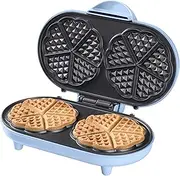 Bestron Double waffle maker for classic heart-shaped waffles, Waffle maker with non-stick coating, Sweet Dreams collection, Color: Blue