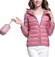 [OULIWANGLUO] Women's Quilted Duck Hooded Down Jackets Packable Ultra Lightweight Puffer Coats Warm Slim Fit Coat