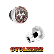 2 Silver Billet Knurled License Plate Frame Tag Bolts ZOMBIE OUTBREAK - 048