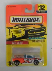1996 MATCHBOX SUPERFAST #32 WHITE 62 CORVETTE NEW ON CARD