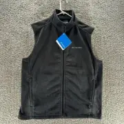 Columbia Fleece Vest Men Large Black Cathedral Peak II Full Zip New With Tag