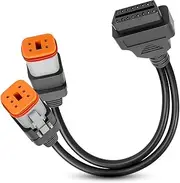 Motorcycle OBD2 Diagnostic Adapter fit for Harley, 4pin+6pin 2 in 1 Connector Work with Many Motorcycle Diagnostic Tool 16 Pin to 4 Pin 6 Pin, 12" Cable