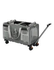 [PaWz] Pet Carrier 4 Wheel Portable Rolling Foldable Bag Max 50kg in Grey