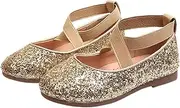 [lakiolins] Little Girls Shiny Sequins Dance Ballet Flats Slip On Princess Dress Shoes
