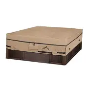 Square Hot Tub Cover - Heavy Duty 600D Polyester Waterproof 95 x 95 inch Beige