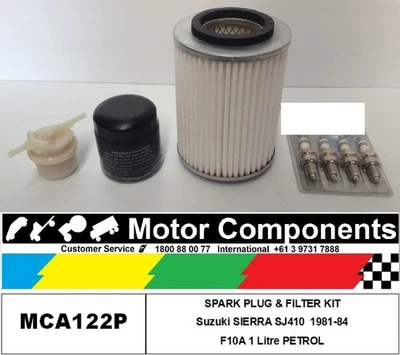 SUZUKI SJ410 SPARK PLUG & FILTER SERVICE KIT F10A 1Litre PETROL 81-84