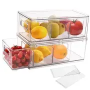 Refrigerator Organizer Bins with Pull-out Drawer, Drawable Clear Fridge