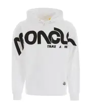 Logo printed hooded sweater optical white