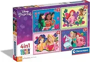Clementoni 21517 Supercolor 4 in 1 Disney Princess Puzzle 12, 16, 20, 24 Pieces from 3 Years, Colourful Children's Puzzle with Special Luminosity, Skill Game for Children