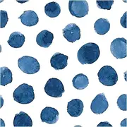 HaokHome Boho Peel and Stick Wallpaper Watercolor Brush Strokes Dots Removable Indigo Blue/White Vinyl Self Adhesive Contactpaper 0.45m x 3m