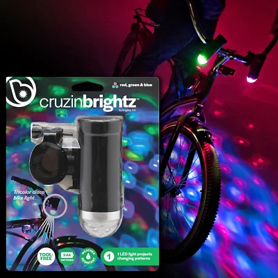Disco Party LED Bike Light, Tri-Colored with Blinking Swirling Color Patterns