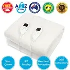 Heated Electric Blanket Queen Size Fitted Fleece Underlay Winter Throw - White