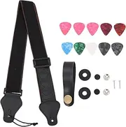 SWOOMEY 1 Set Stylish Cotton Guitar Strap with Picks Durable and Skin Friendly Electric Guitar Belt Includes Strap Buckle Locks Picks