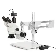 Amscope 7X-45X Simul-Focal Boom Stereo Zoom Microscope+5MP Camera+LED Ring Light