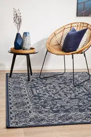 Rug Culture Navy & White Outdoor Transitional Rug