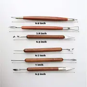 6 Pcs Pottery & Clay Sculpting Tools, Double-Sided, Smooth Wooden Handles.