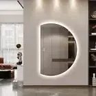 Half Left Cut Round Moon Wall LED Mirror 91 x 130 Frameless Backlit