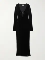 [16ARLINGTON] 16ARLINGTON - Solaria Cutout Stretch-velvet Maxi Dress - Black - UK 16 UK 16 Black