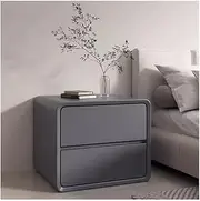 White/Gray/Curry/Orange Bedside Furniture Large Space Storage Wood Nightstand Two Drawers Without Handles Microfiber Leather Bedside Table(Dark Gray,Small)