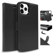 Zuslab iPhone 12 / iPhone 12 Pro Case Detachable Leather Black