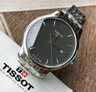 TISSOT Tradition 灰色錶盤 銀色不鏽鋼錶帶 石英 男士手錶 T0636101106700