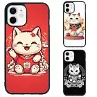 waving Cat Maneki Neko Hard Black Cover For Samsung A15 A16 S23 S24 S25 Ultra FE