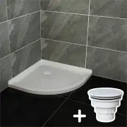 800x800mm Extra Strong Acrylic Fiberglass Curved Shower Base, 800 x 800mm / White Plastic
