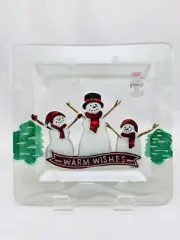 St. Nicholas Square 11" Plate Warm Wishes Yuletide Snowmen Holiday Christmas NEW